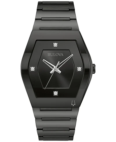 Bulova Men's Modern Gemini Diamond Accent Black Ion-Plated Stainless Steel Bracelet Watch 40mm