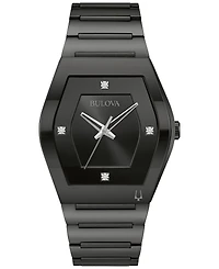 Bulova Men's Modern Gemini Diamond Accent Black Ion-Plated Stainless Steel Bracelet Watch 40mm