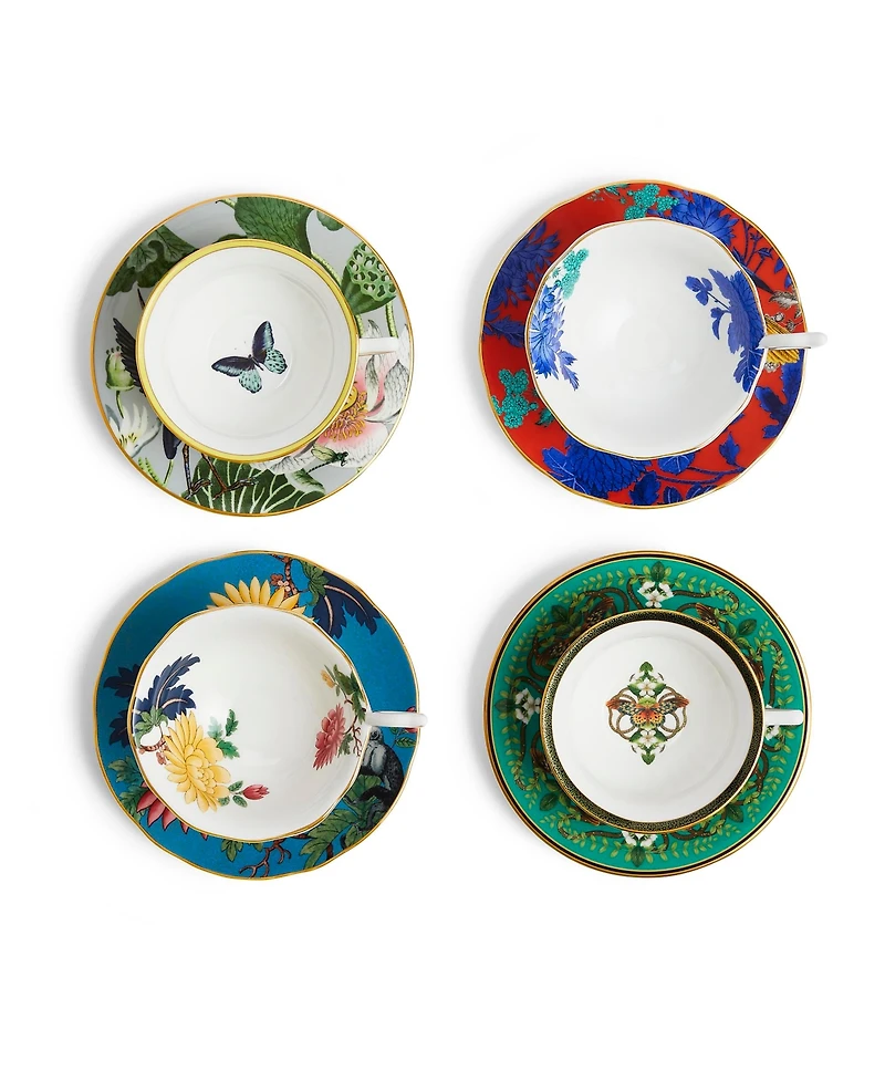Wedgwood Wonderlust Teacup and Saucer, Set of 4