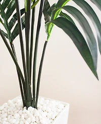 Nearly Natural 4.5' Kentia Palm Artificial Tree in White Tower Planter