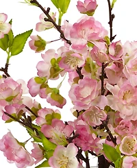 Nearly Natural Cherry Blossom in Large Glass Vase