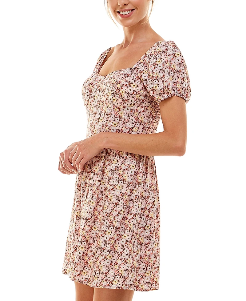 As You Wish Juniors' Puff-Sleeve Dress