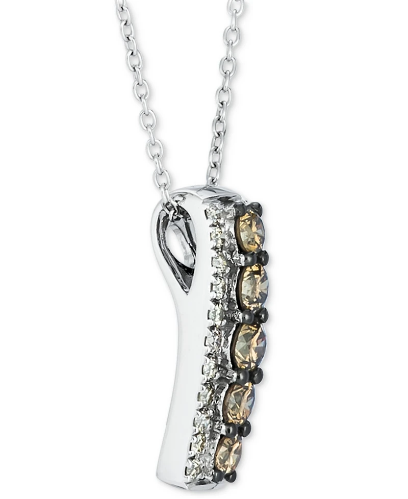 Le Vian Chocolate Diamond (1/2 ct. t.w.) & Nude Diamond (1/4 ct. t.w.) Vertical Halo 18" Pendant Necklace in 14k White Gold