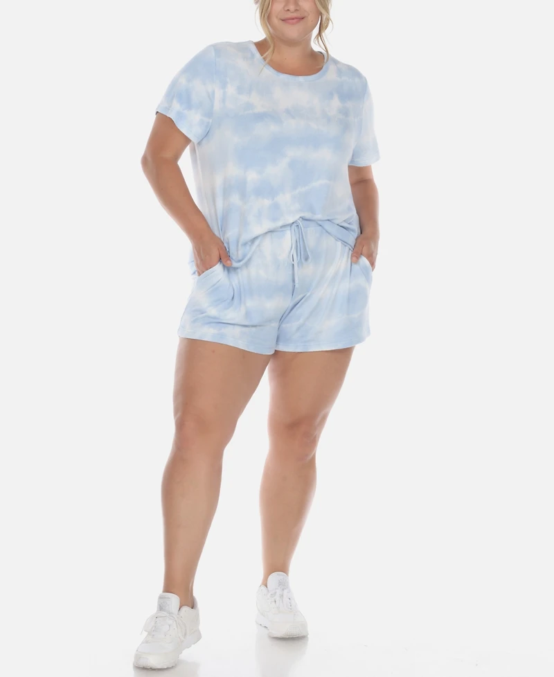 White Mark Plus 2 Piece Top Shorts Lounge Set