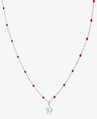 Diamond Accent Star Enamel Bead 18" Pendant Necklace in Sterling Silver or 14k Gold-Plated Sterling Silver