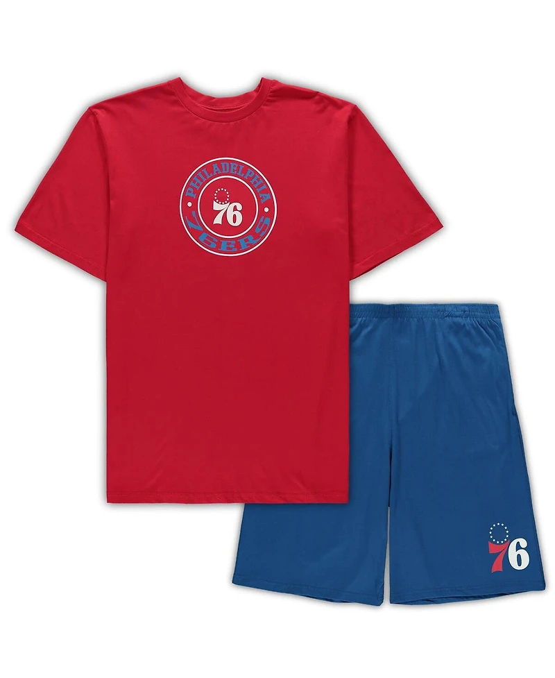 Men's Concepts Sport Red, Royal Philadelphia 76ers Big and Tall T-shirt Shorts Sleep Set