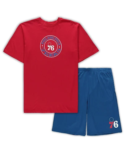 Men's Concepts Sport Red, Royal Philadelphia 76ers Big and Tall T-shirt Shorts Sleep Set