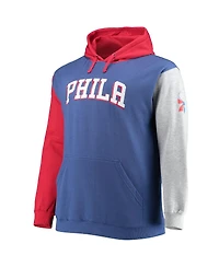 Men's Fanatics Royal, Red Philadelphia 76ers Big and Tall Double Contrast Pullover Hoodie