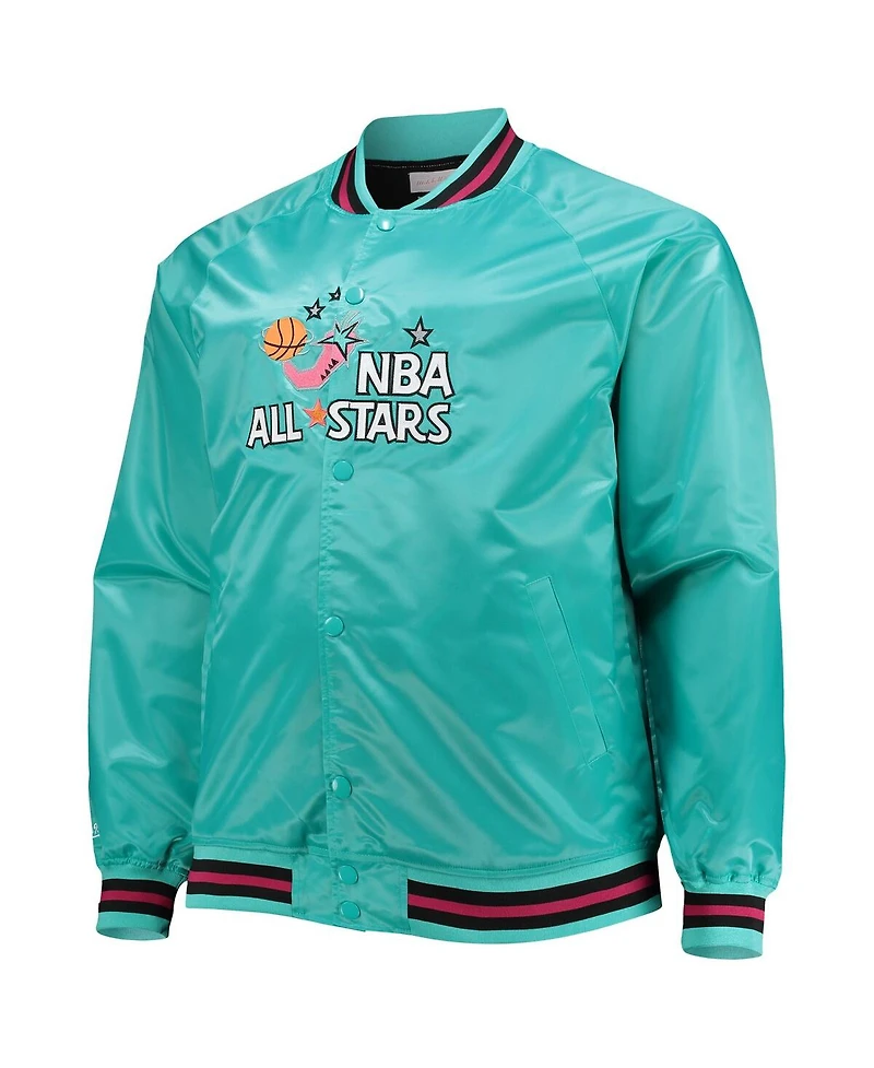 Men's Mitchell & Ness Teal Big and Tall 1996 Nba All-Star Game Hardwood Classics Satin Full-Snap Jacket