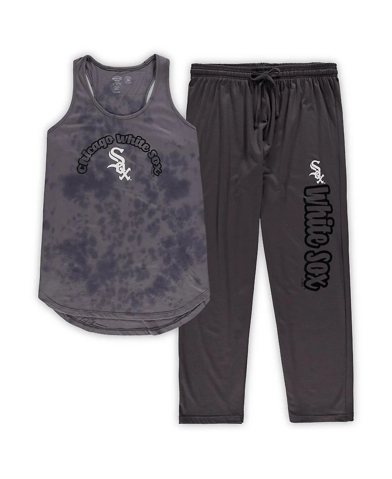 Women's Concepts Sport Charcoal Chicago White Sox Plus Size Jersey Tank Top and Pants Sleep Set