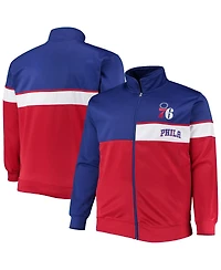 Men's Royal, Red Philadelphia 76ers Big and Tall Pieced Body Full-Zip Track Jacket