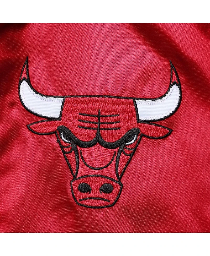 Women's Mitchell & Ness Red Chicago Bulls Hardwood Classics Raglan Satin Full-Snap Jacket