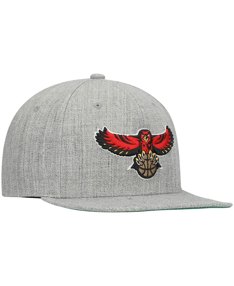 Men's Mitchell & Ness Heathered Gray Atlanta Hawks Hardwood Classics Team 2.0 Snapback Hat