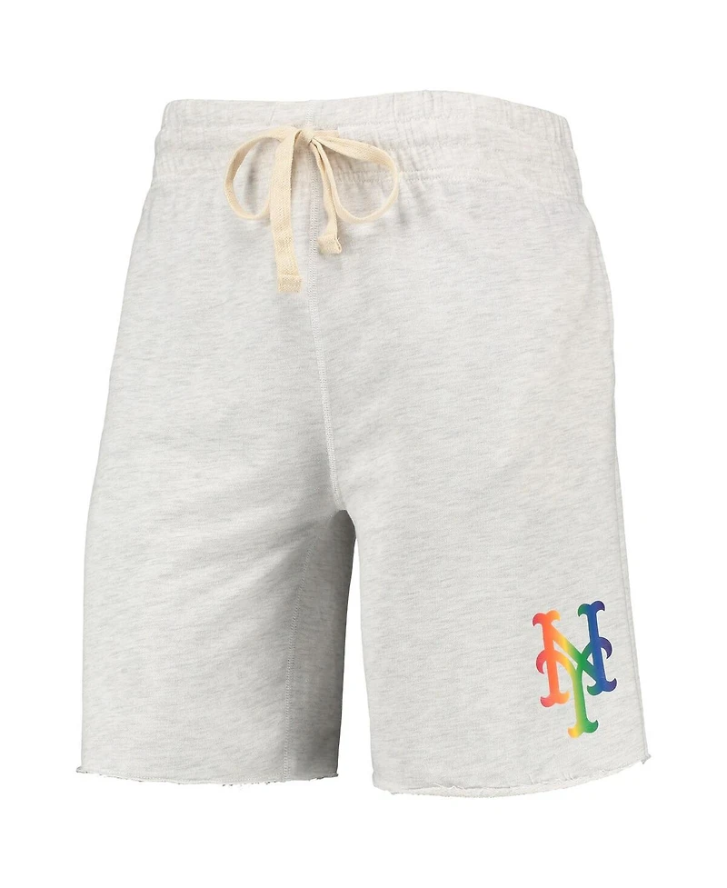 Men's Concepts Sport Oatmeal New York Mets Mainstream Logo Terry Tri-Blend Shorts