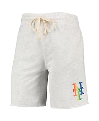Men's Concepts Sport Oatmeal New York Mets Mainstream Logo Terry Tri-Blend Shorts