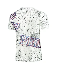 Men's White Philadelphia 76Ers Gold Foil Splatter Print T-shirt
