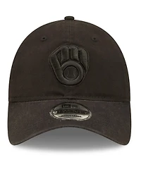 Men's New Era Milwaukee Brewers Black on Black Core Classic 2.0 9TWENTY Adjustable Hat