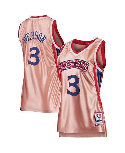 Women's Mitchell & Ness Allen Iverson Pink Philadelphia 76ers 75th Anniversary Rose Gold 1996 Swingman Jersey