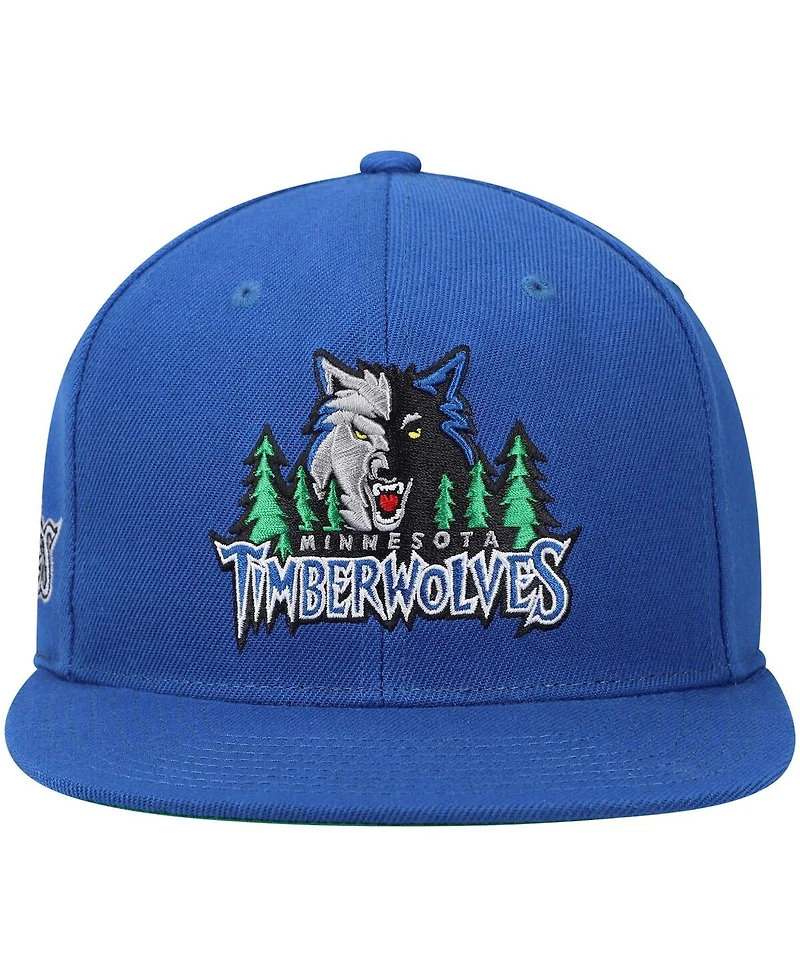 Men's Mitchell & Ness Blue Minnesota Timberwolves Hardwood Classics Snapback Hat