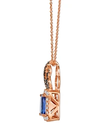 Le Vian Blueberry Tanzanite (1-1/4 ct. t.w.) & Diamond (1/2 ct. t.w.) Scrollwork Halo Adjustable 20" Pendant Necklace in 14k Rose Gold