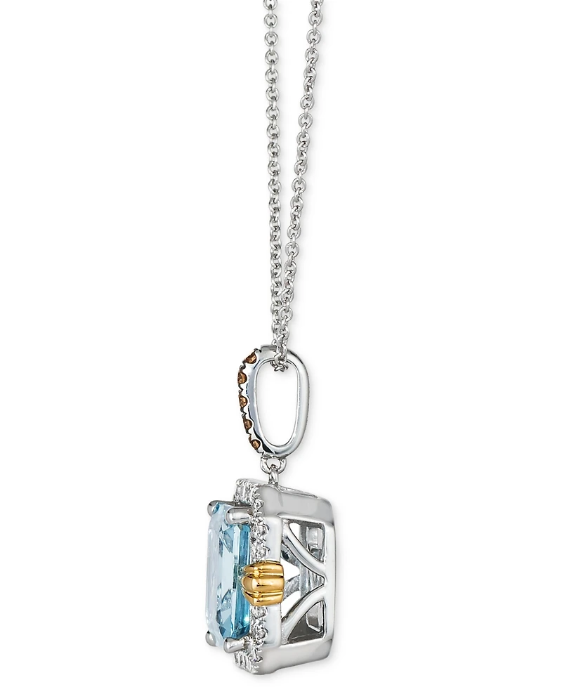 Le Vian Sea Blue Aquamarine (2 ct. t.w.) & Diamond (1/4 ct. t.w.) 20" Adjustable Pendant Necklace in 14k Two-Tone Gold
