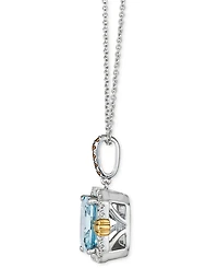 Le Vian Sea Blue Aquamarine (2 ct. t.w.) & Diamond (1/4 ct. t.w.) 20" Adjustable Pendant Necklace in 14k Two-Tone Gold