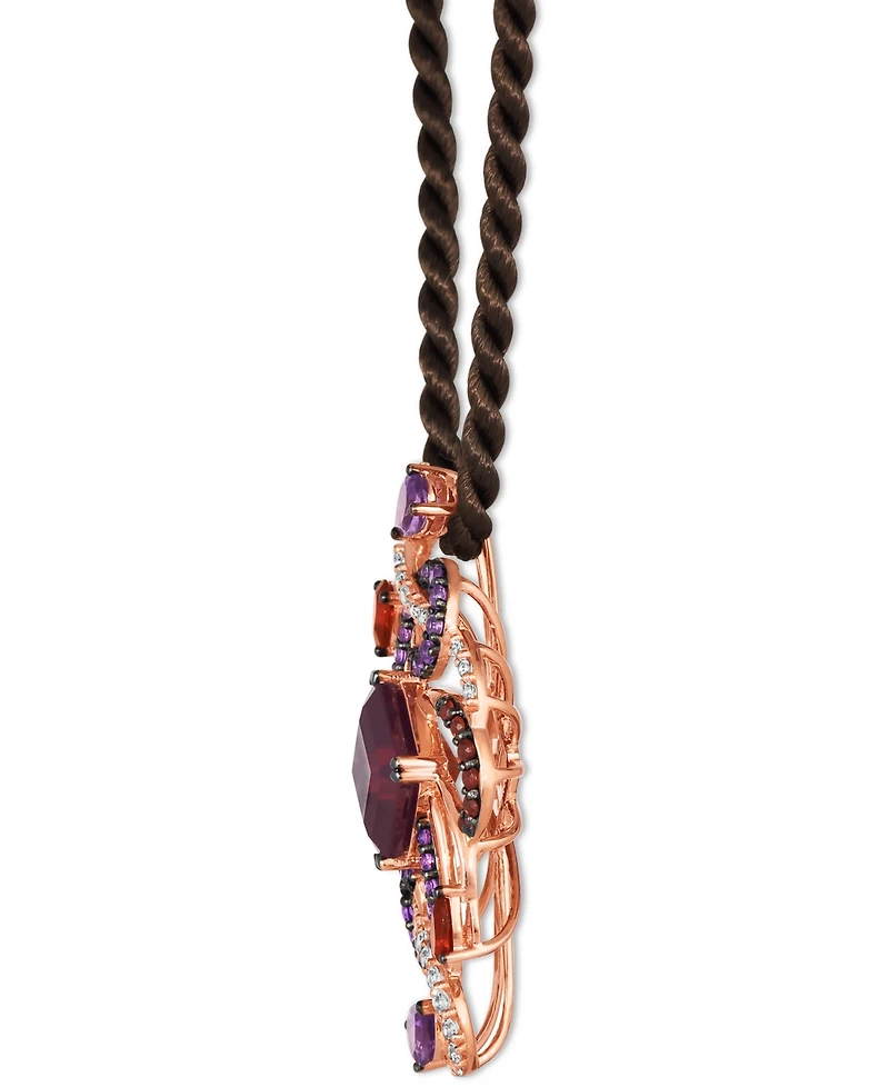 Le Vian Crazy Collection Multi-Gemstone Swirl Silk Cord 20" Pendant Necklace (8-1/2 ct. t.w.) in 14k Rose Gold