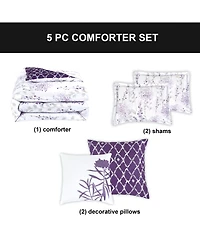 Boho Living Fresh Meadow 5 Piece Reversible Comforter Set, Full/Queen