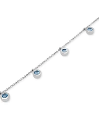 Blue Topaz Bezel Dangle Ankle Bracelet (7/8 ct. t.w.) in Sterling Silver