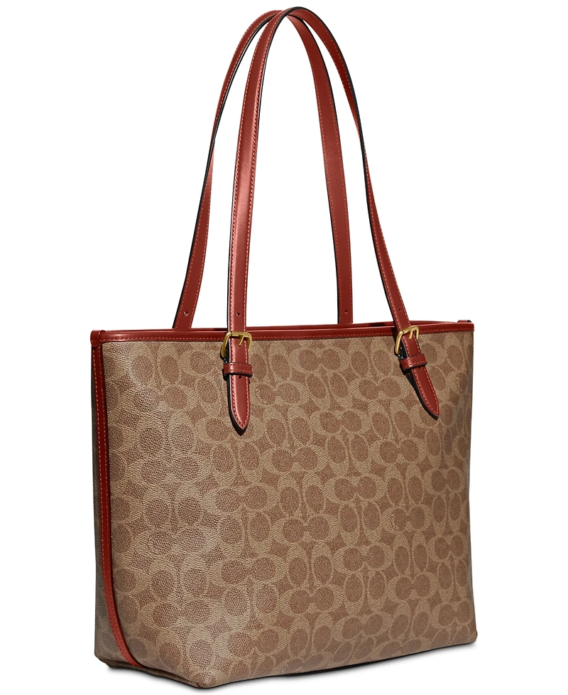 Coach Signature Coated Canvas Taylor Tote with C Dangle Charm