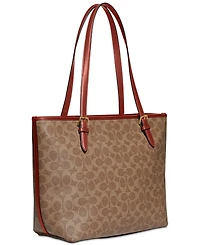 Coach Signature Coated Canvas Taylor Tote with C Dangle Charm