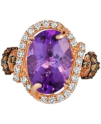 Le Vian Grape Amethyst (4-1/2 ct. t.w.) & Diamond (7/8 ct. t.w.) Halo Ring in 14k Rose Gold