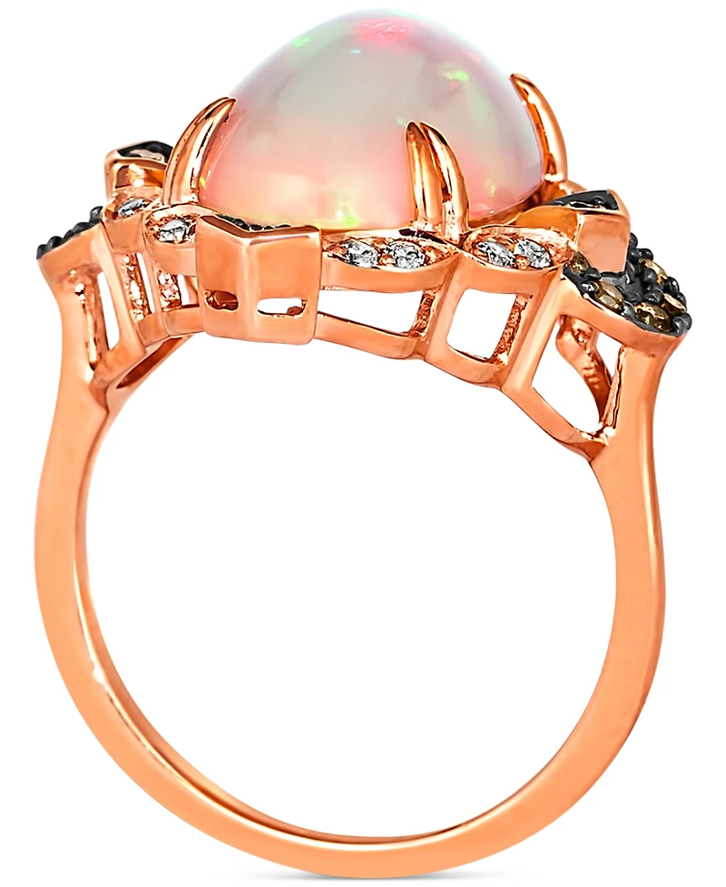 Le Vian Neopolitan Opal (3-1/5 ct. t.w.) & Diamond (1/4 ct. t.w.) Halo Ring in 14k Rose Gold