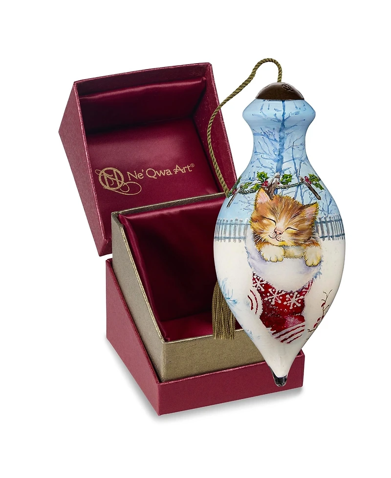Ne'Qwa Art 7221133 Just Hanging Around Hand-Painted Blown Glass Ornament