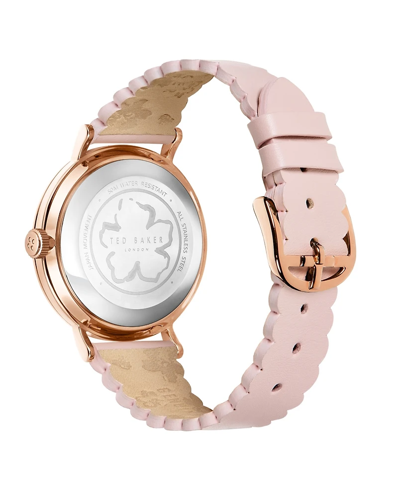 Ted Baker Women's Phylipa Retro Pink Leather Strap Watch 37mm