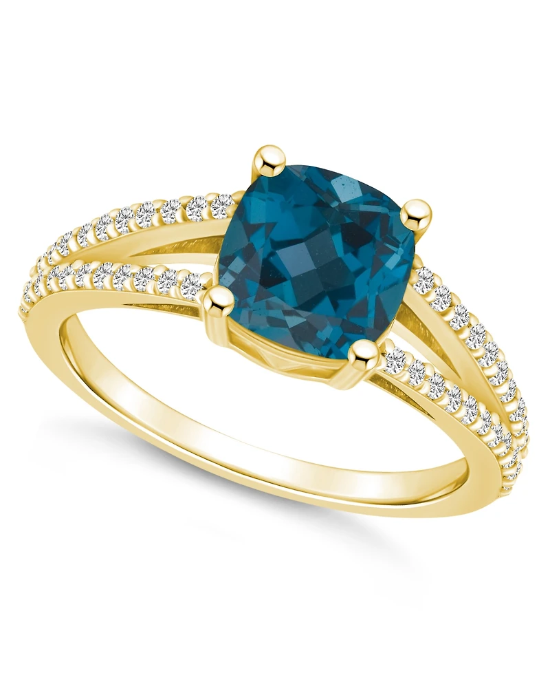 Macy's London Blue Topaz and Diamond Accent Ring 14K Yellow Gold