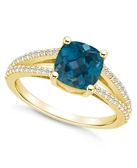 Macy's London Blue Topaz and Diamond Accent Ring 14K Yellow Gold