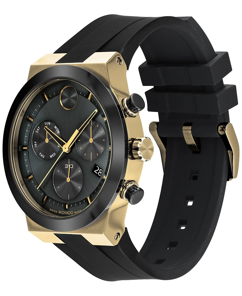 Movado Men's Swiss Chronograph Bold Fusion Black Silicone Strap Watch 45mm