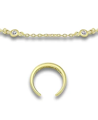 Giani Bernini Cubic Zirconia Channel Set 18K Rose Gold and Over Silver, Sterling Silver Toe Ring with Station Anklet Set, 2 Piece