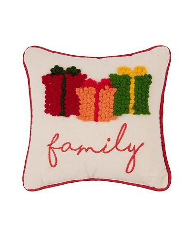C&F Home 8" x 8" Family Presents French Knot Petite Size Accent Throw Pillow
