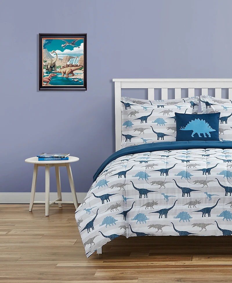 Alex + Bella Dino Chambray Dark Blue 4-Piece Microfiber Comforter Set - Full