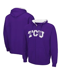 Men's Colosseum Purple Tcu Horned Frogs Arch and Logo 3.0 Full-Zip Hoodie