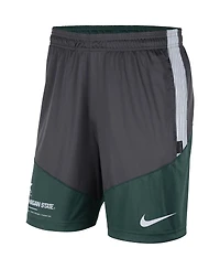 Men's Nike Charcoal and Green Michigan State Spartans Team Performance Knit Shorts