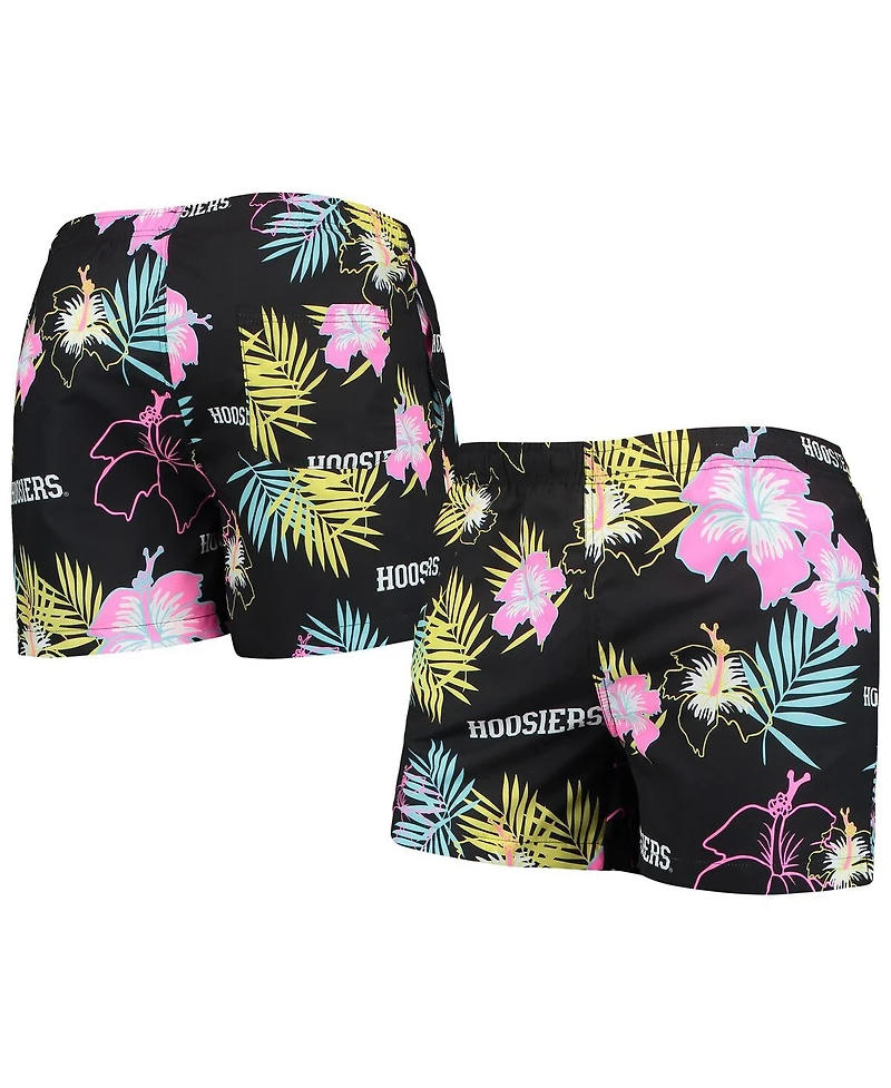 Men's Foco Black Indiana Hoosiers Neon Floral Swim Trunks