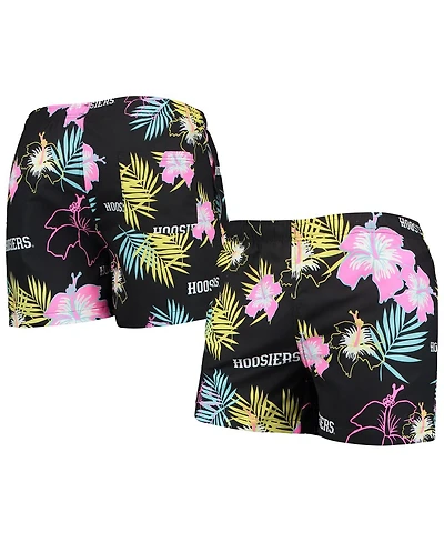 Men's Foco Black Indiana Hoosiers Neon Floral Swim Trunks