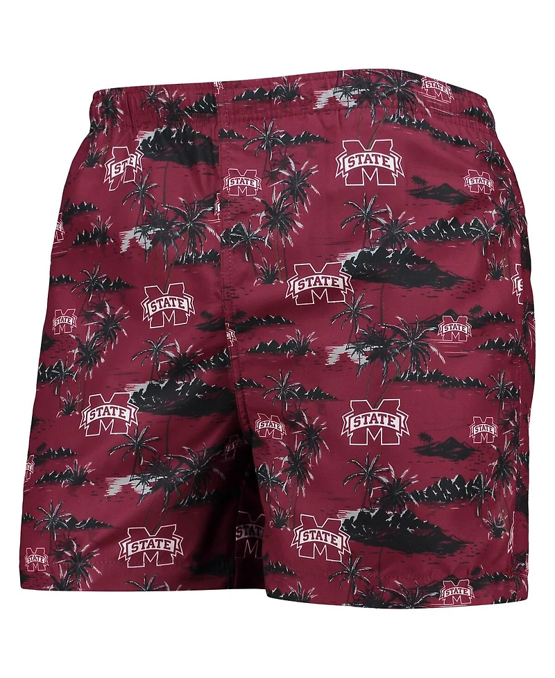 Men's Foco Maroon Mississippi State Bulldogs Island Palm Swim Trunks