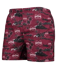Men's Foco Maroon Mississippi State Bulldogs Island Palm Swim Trunks