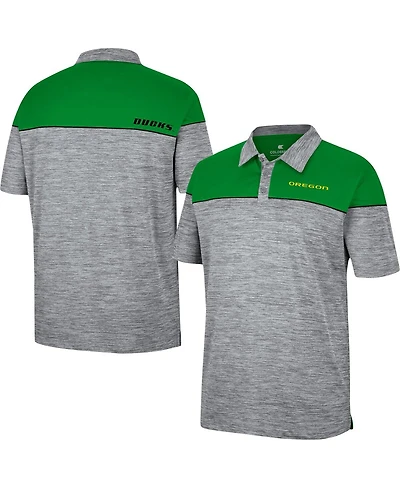 Men's Colosseum Heathered Gray, Green Oregon Ducks Birdie Polo Shirt