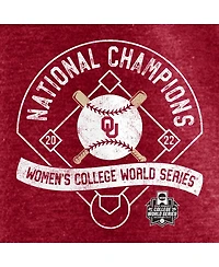 Women's Fanatics Heathered Crimson Oklahoma Sooners 2022 Ncaa Softball Women's College World Series Champions Slide Schedule T-shirt