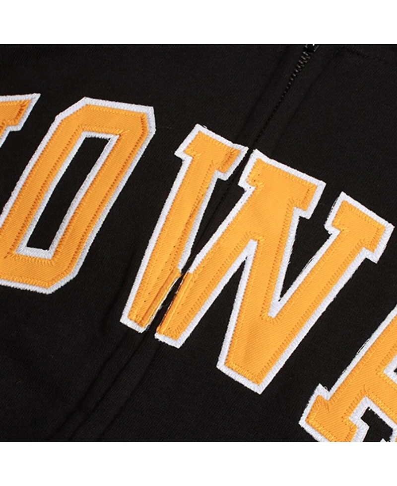 Women's Stadium Athletic Black Iowa Hawkeyes Arched Name Full-Zip Hoodie